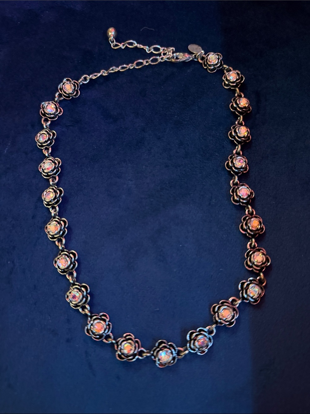 Floral Opal-Link Necklace in Iridescent Pink by